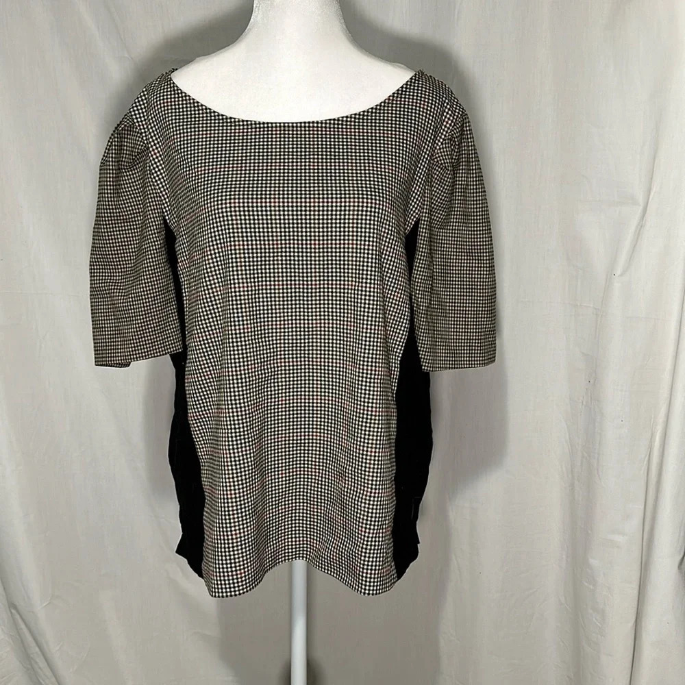 women's brown black red herringbone print plus size Vince Camuto top size xxl